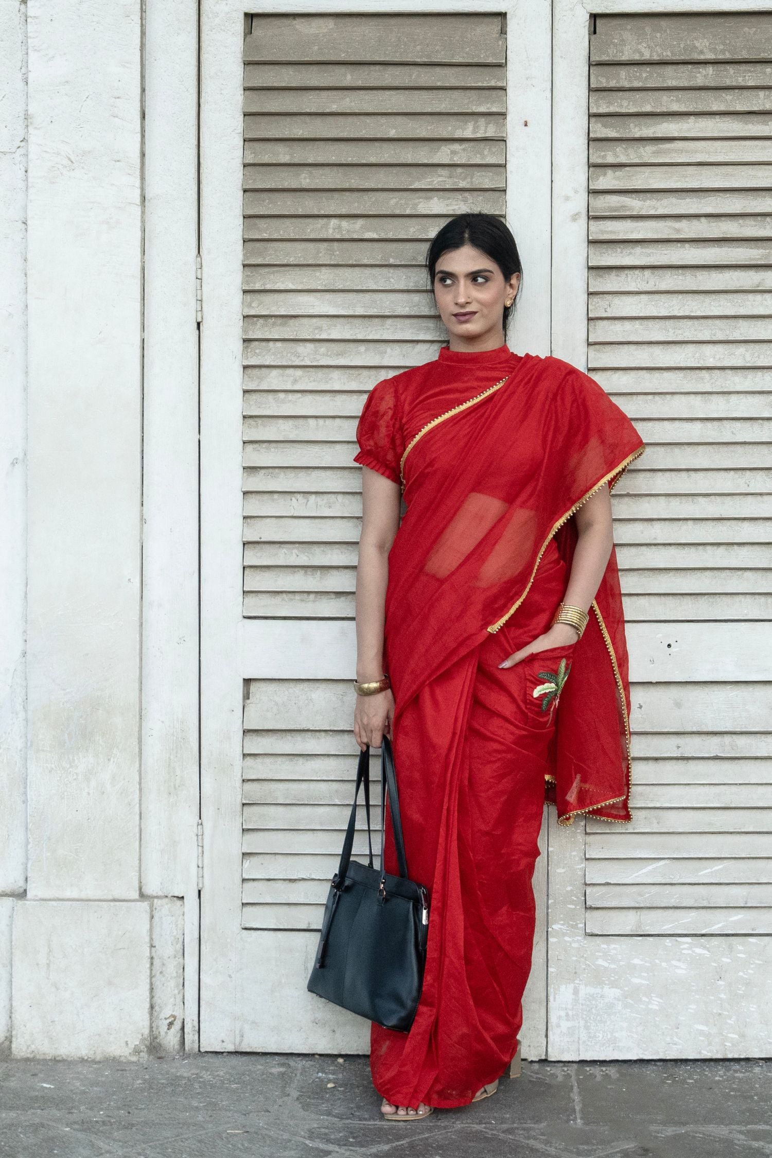 Vrindā – The Festive Red Chanderi Saree - Kozylook